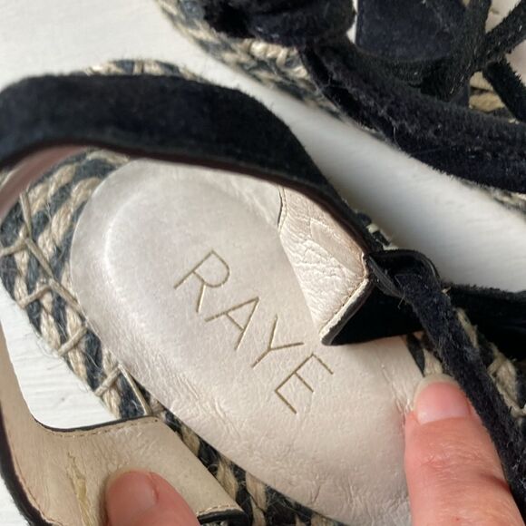 Revole Raye Espadrilles Black Leather Suede Lace up Tassel Detail Size 8.5 - Picture 10 of 16